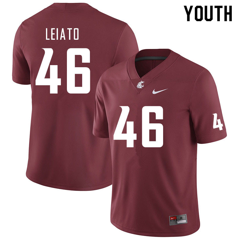 Youth #46 Blessing Leiato Washington State Cougars College Football Jerseys Sale-Crimson